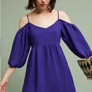Anthropologie moulinette soeurs blue cold shoulder dress